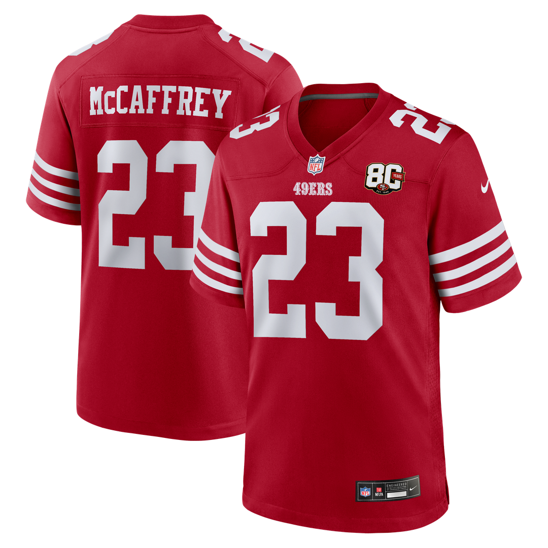 Christian McCaffrey San Francisco 49ers White 80th Anniversary Game Jersey
