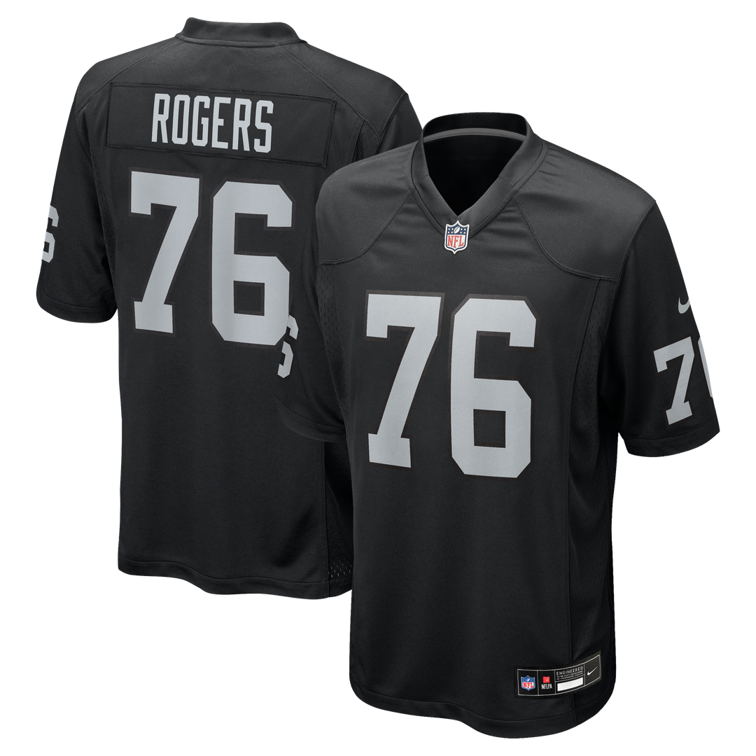 Caleb Rogers Las Vegas Raiders Black Team Game Jersey