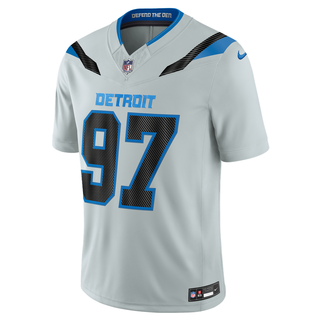 Aidan Hutchinson Detroit Lions Silver 2026 Rivalries Collection Stitched Limited Jersey