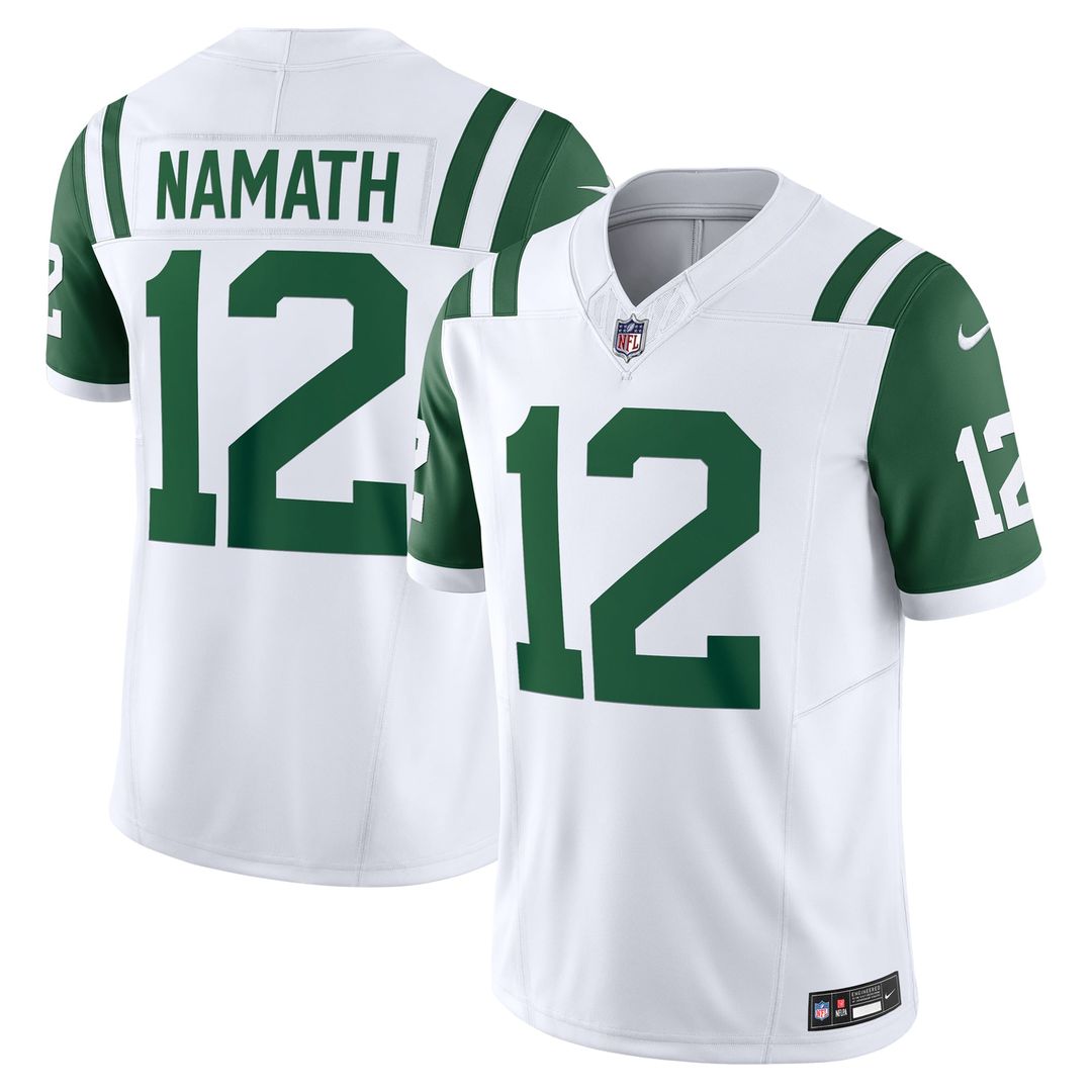 Joe Namath New York Jets White Classic Alternate Vapor F.U.S.E. Retired Player Limited Jersey