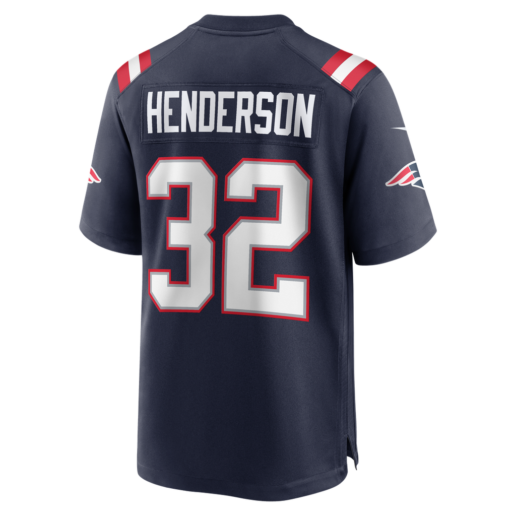 New England Patriots TreVeyon Henderson Navy 2025 NFL Draft Game Jersey
