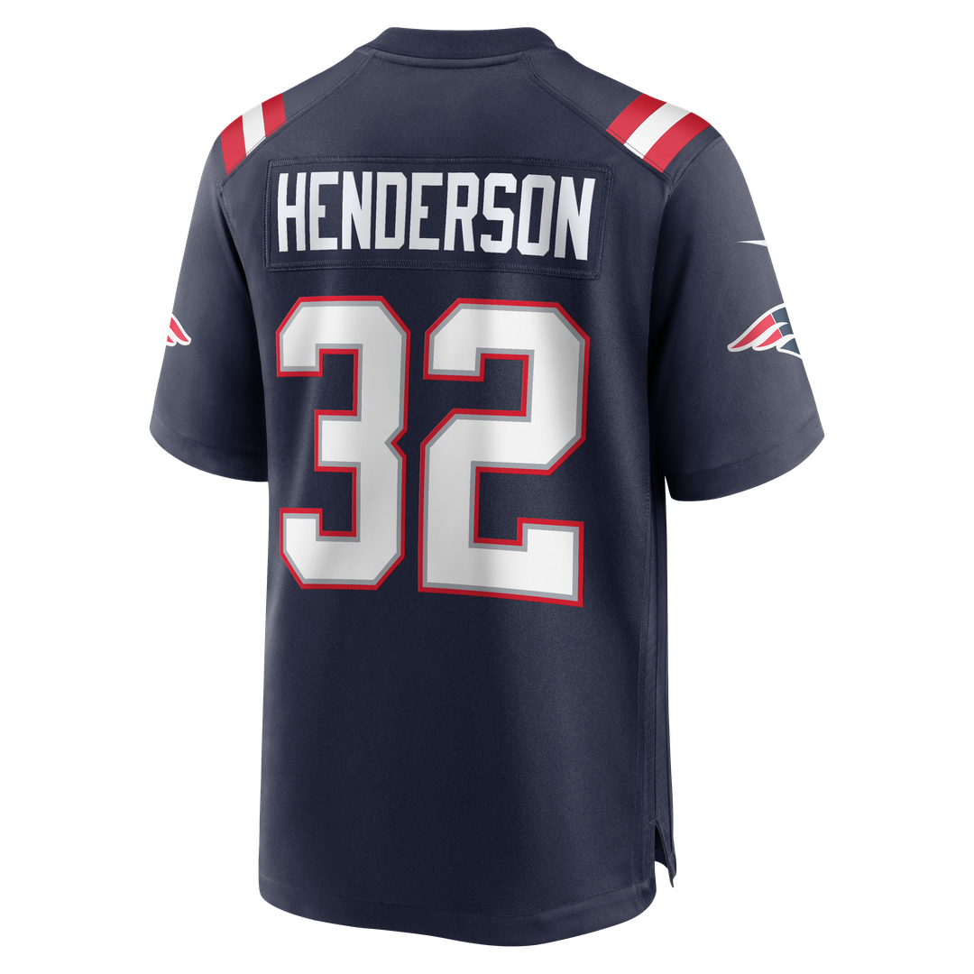 New England Patriots TreVeyon Henderson Navy 2025 NFL Draft Game Jersey