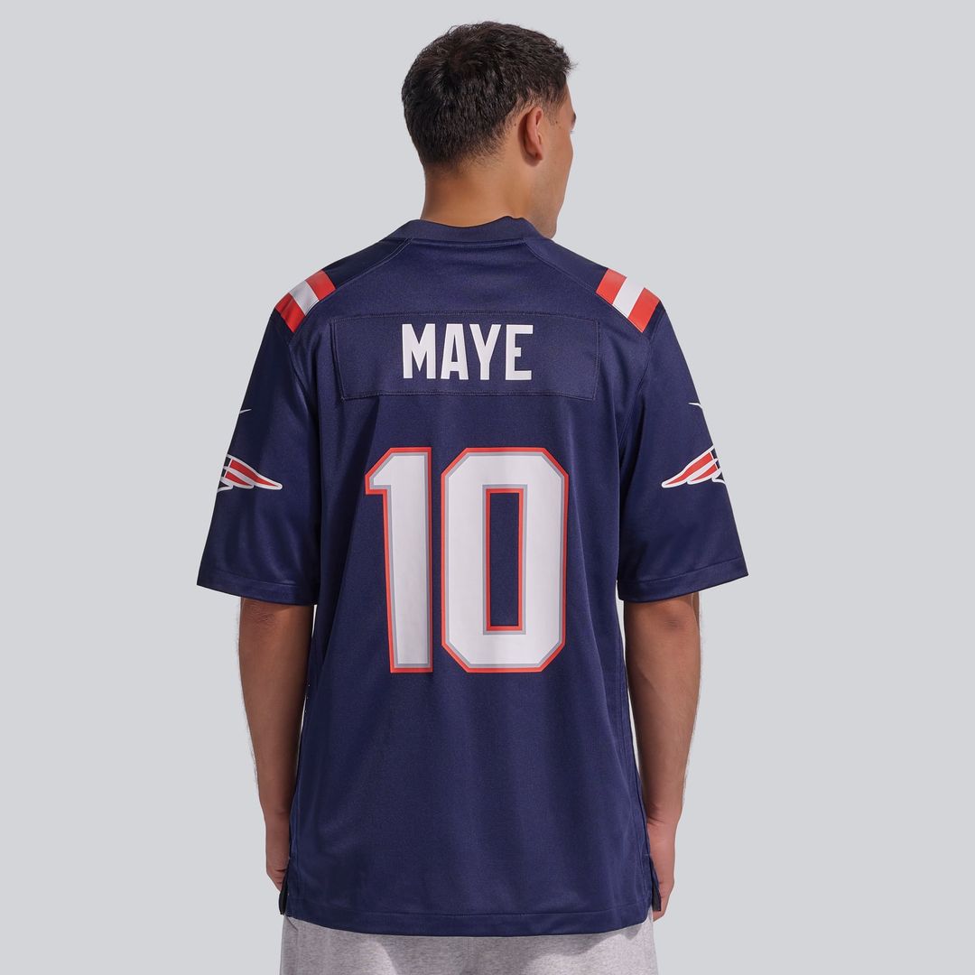 Drake Maye New England Patriots Navy Player Game Jersey