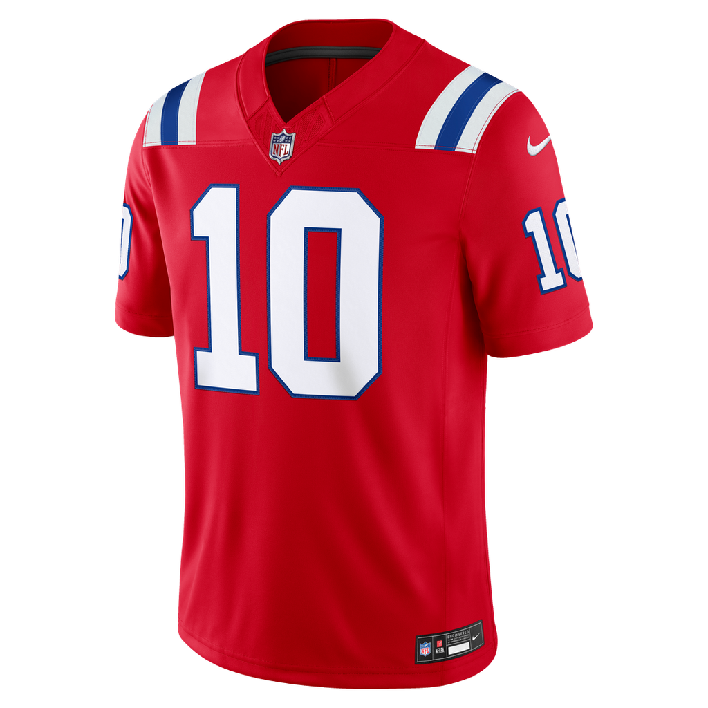 Drake Maye New England Patriots Red Alternate Vapor F.U.S.E. Stitched Limited Jersey