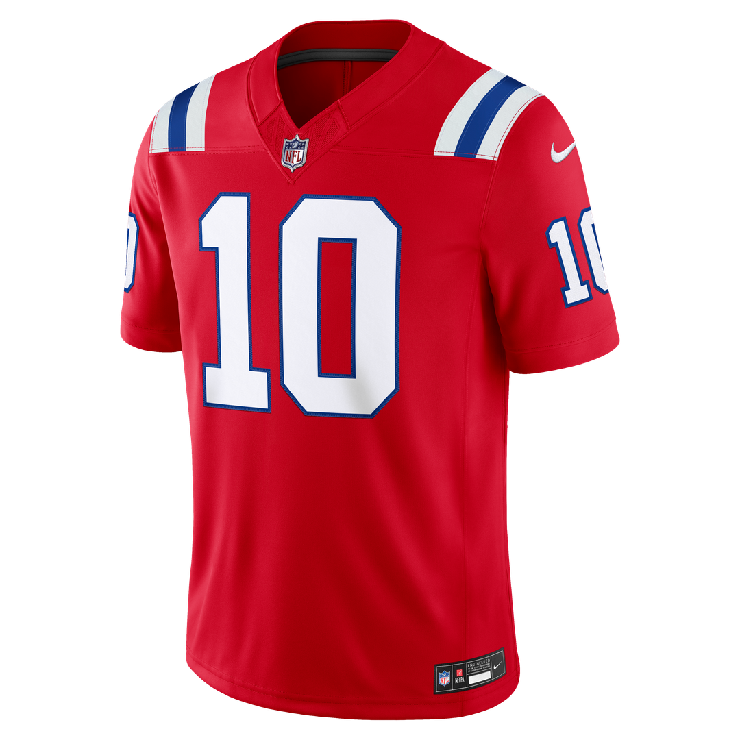 Drake Maye New England Patriots Red Alternate Vapor F.U.S.E. Stitched Limited Jersey