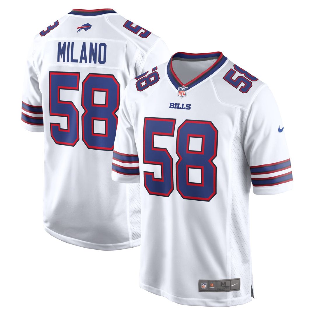 Matt Milano Buffalo Bills White Away Game Player Jersey