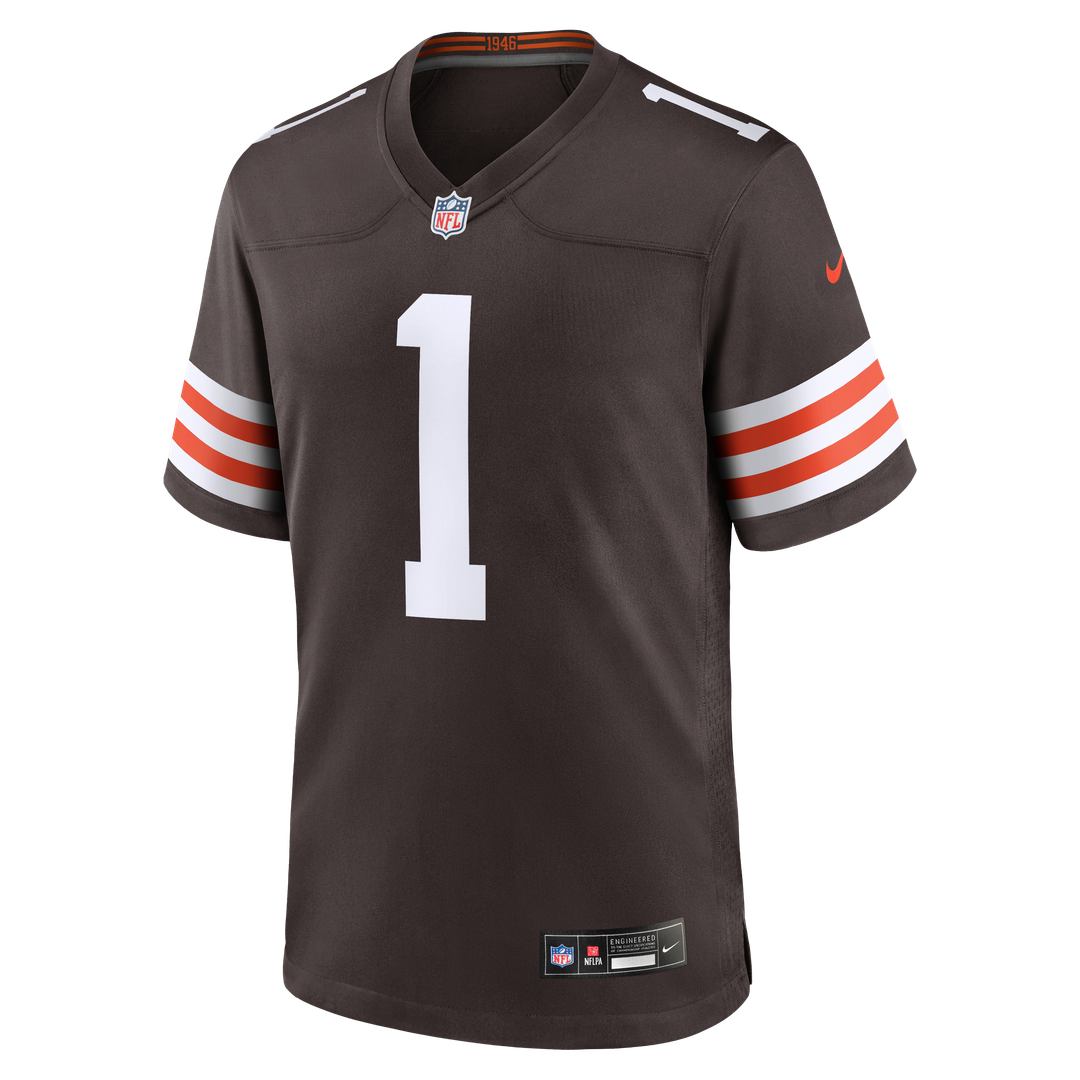 Cleveland Browns Number 1 Groom Brown Game Jersey
