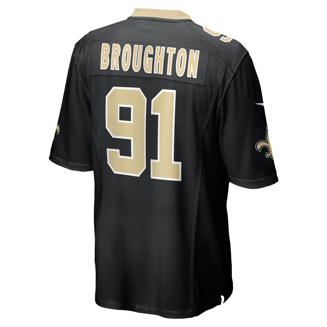 Vernon Broughton New Orleans Saints Black Team Game Jersey