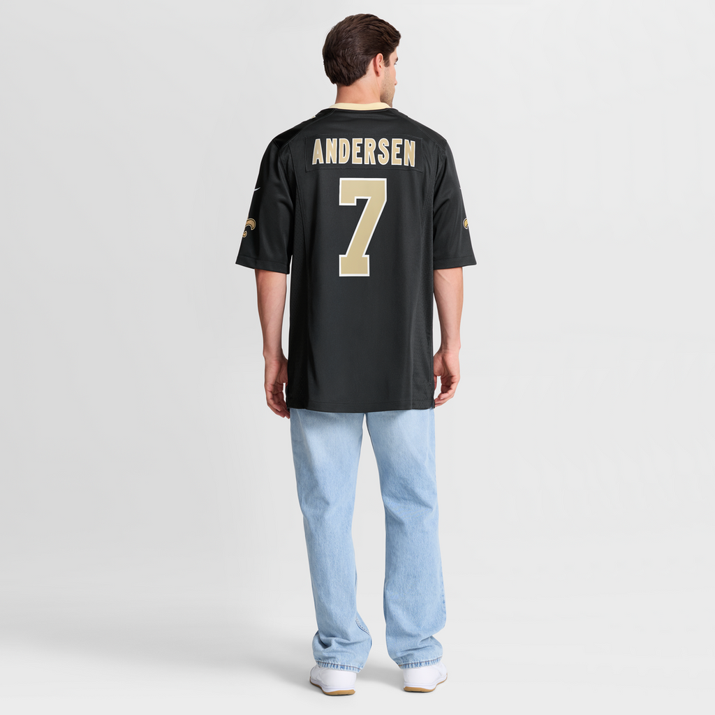 Morten Andersen New Orleans Saints Black Game Retired Player Jersey