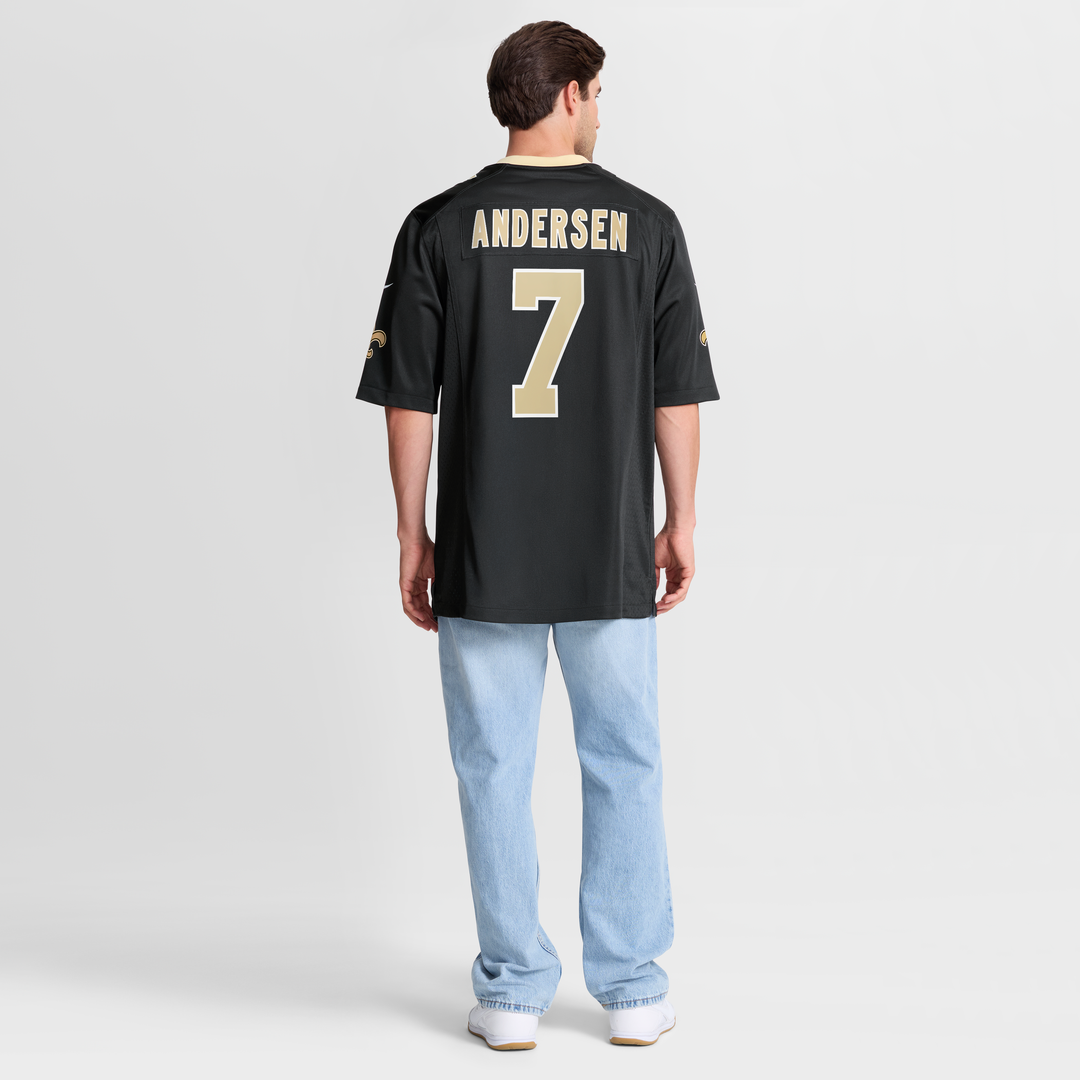Morten Andersen New Orleans Saints Black Game Retired Player Jersey
