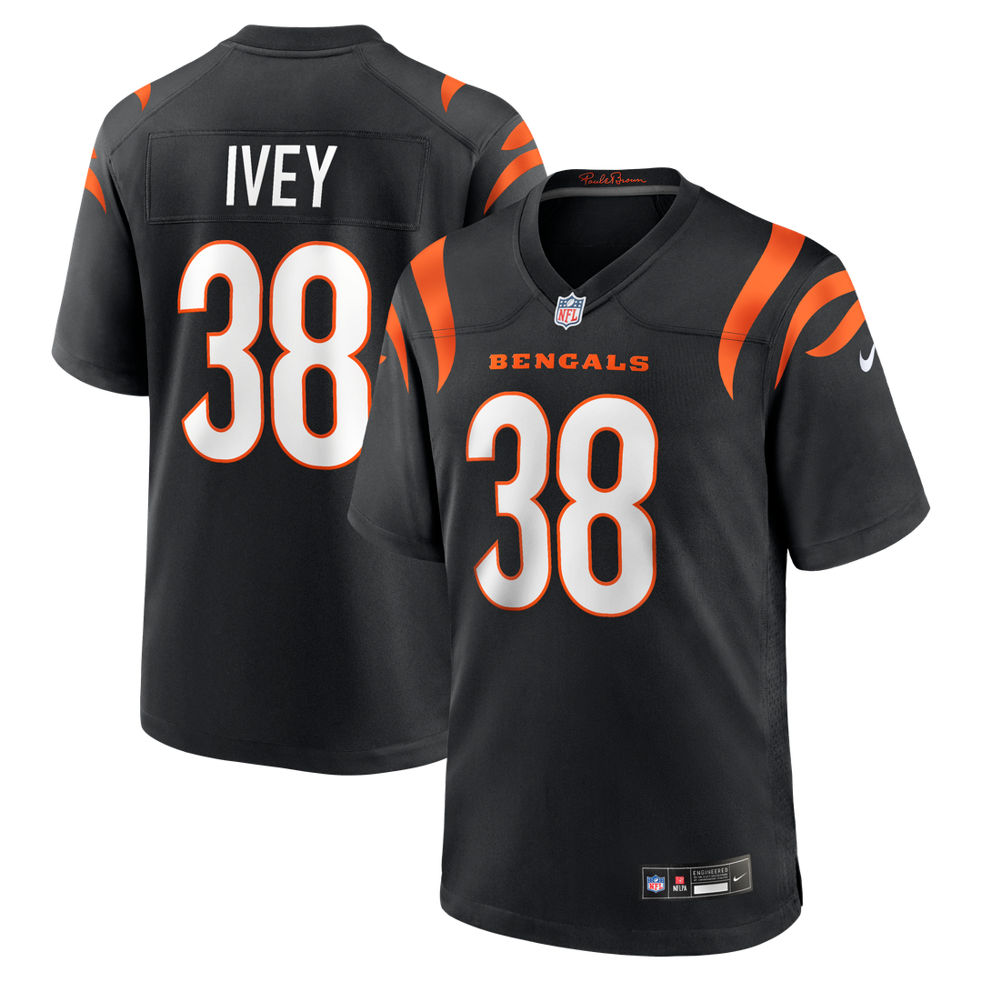 DJ Ivey Cincinnati Bengals Black Team Game Jersey