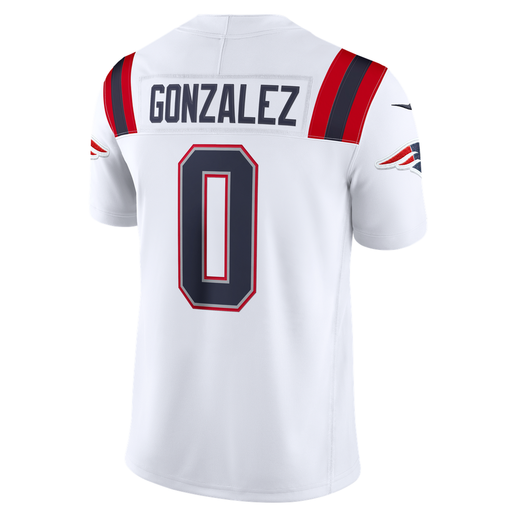 Christian Gonzalez New England Patriots White Vapor F.U.S.E. Stitched Limited Jersey