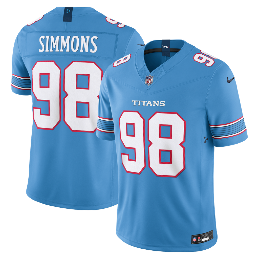 Jeffery Simmons Tennessee Titans Light Blue Team Vapor F.U.S.E. Stitched Limited Jersey