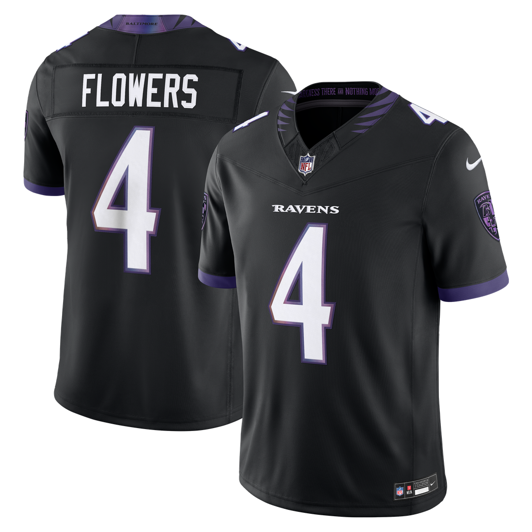Zay Flowers Baltimore Ravens Black Alternate Alternate Vapor F.U.S.E. Stitched Limited Jersey