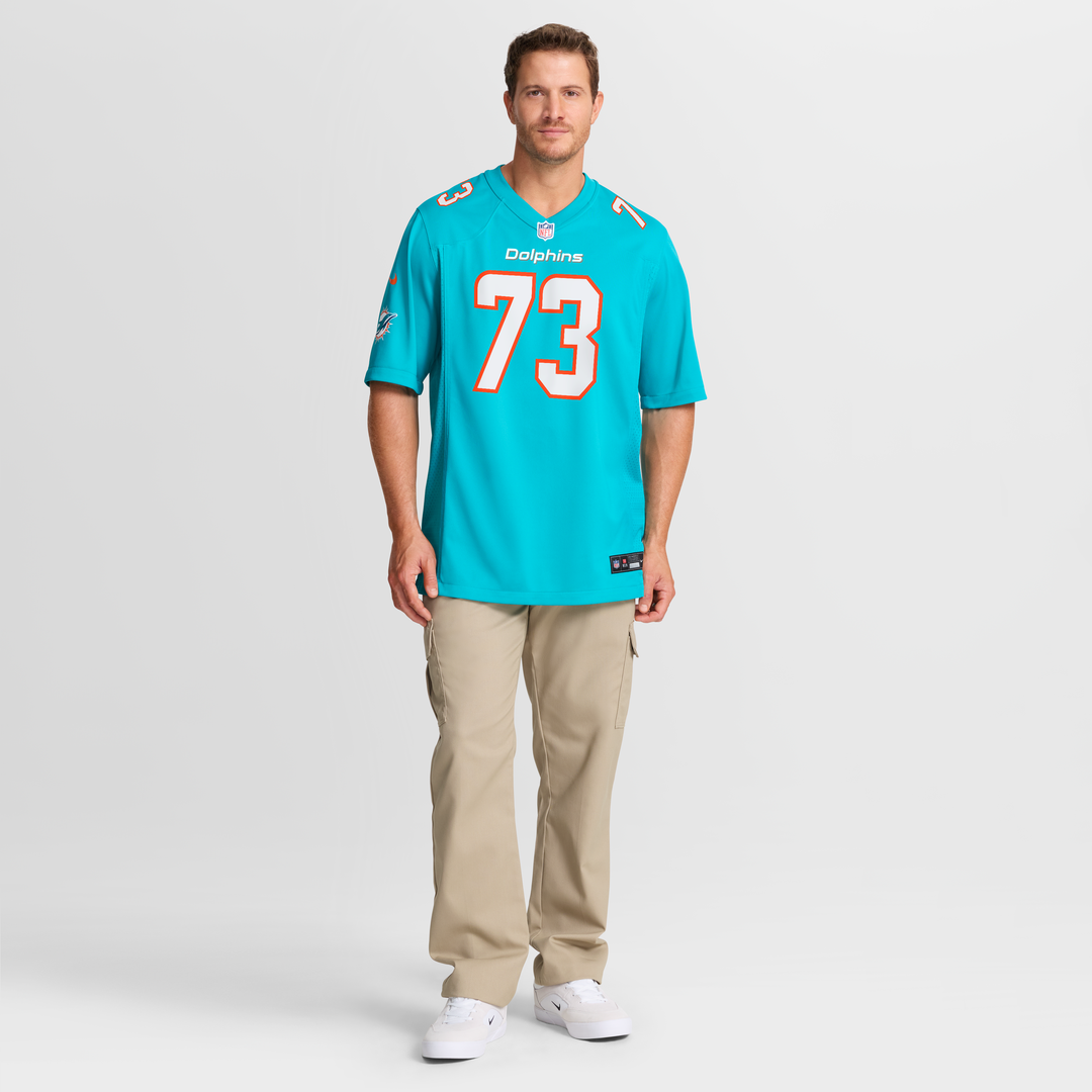Austin Jackson Miami Dolphins Aqua Game Jersey