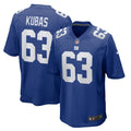 Jake Kubas New York Giants Royal Team Game Jersey