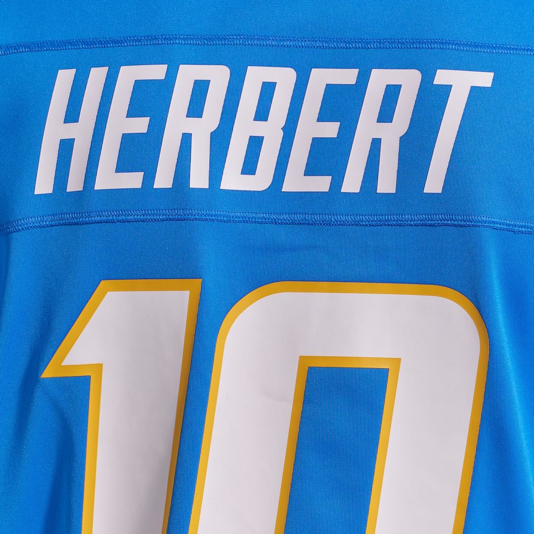 Justin Herbert Los Angeles Chargers Gold Alternate Charger Power Game Player Jersey