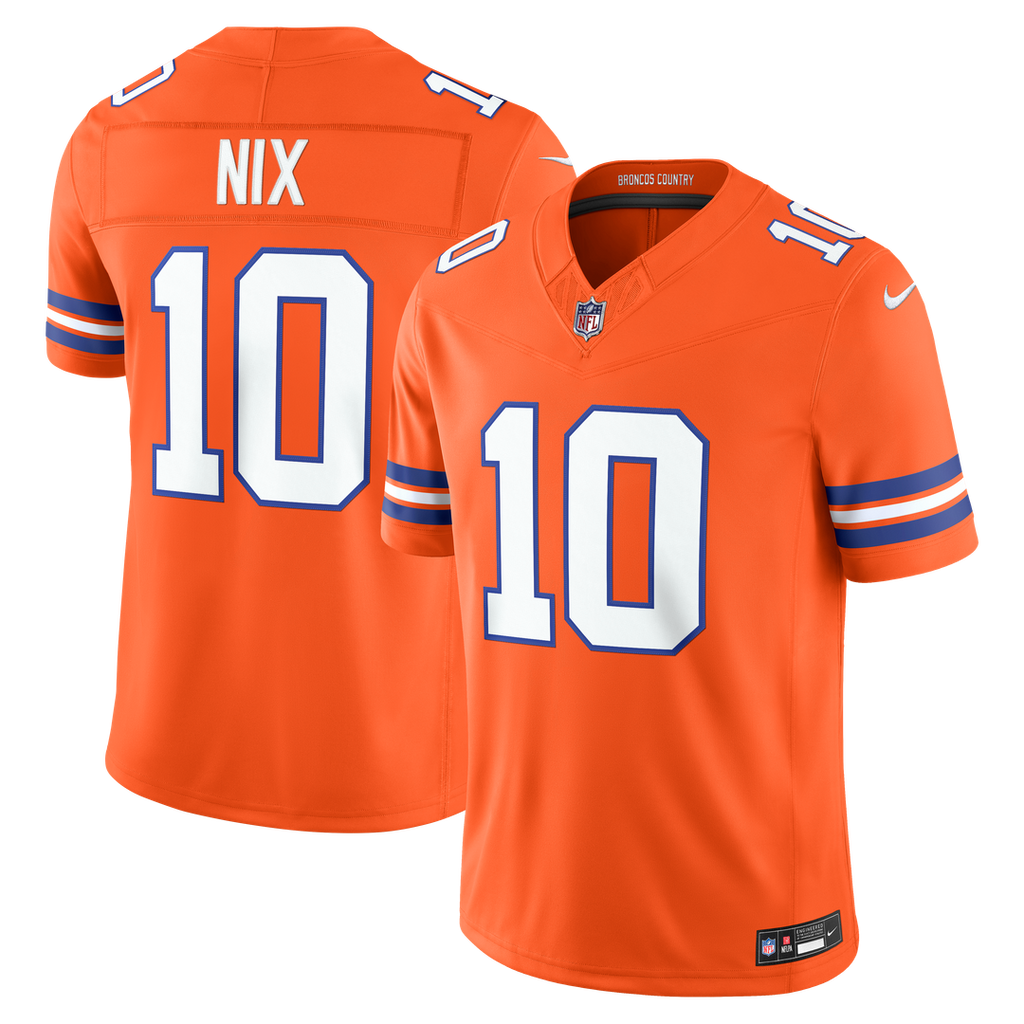 Bo Nix Denver Broncos Orange Alternate Mile High Collection 1977 Throwback Vapor F.U.S.E. Stitched Limited Jersey
