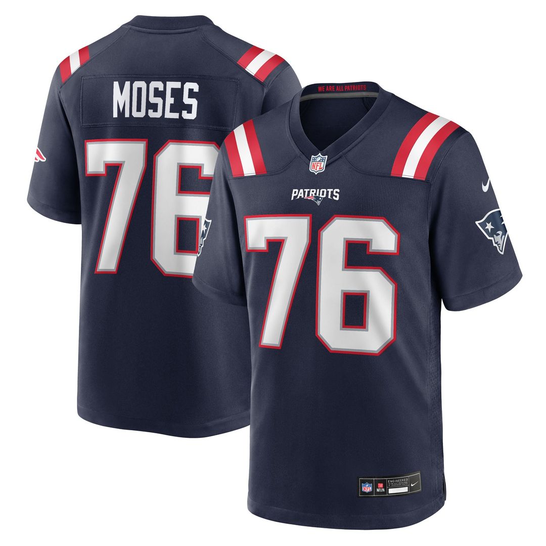 Morgan Moses New England Patriots Navy Team Game Jersey
