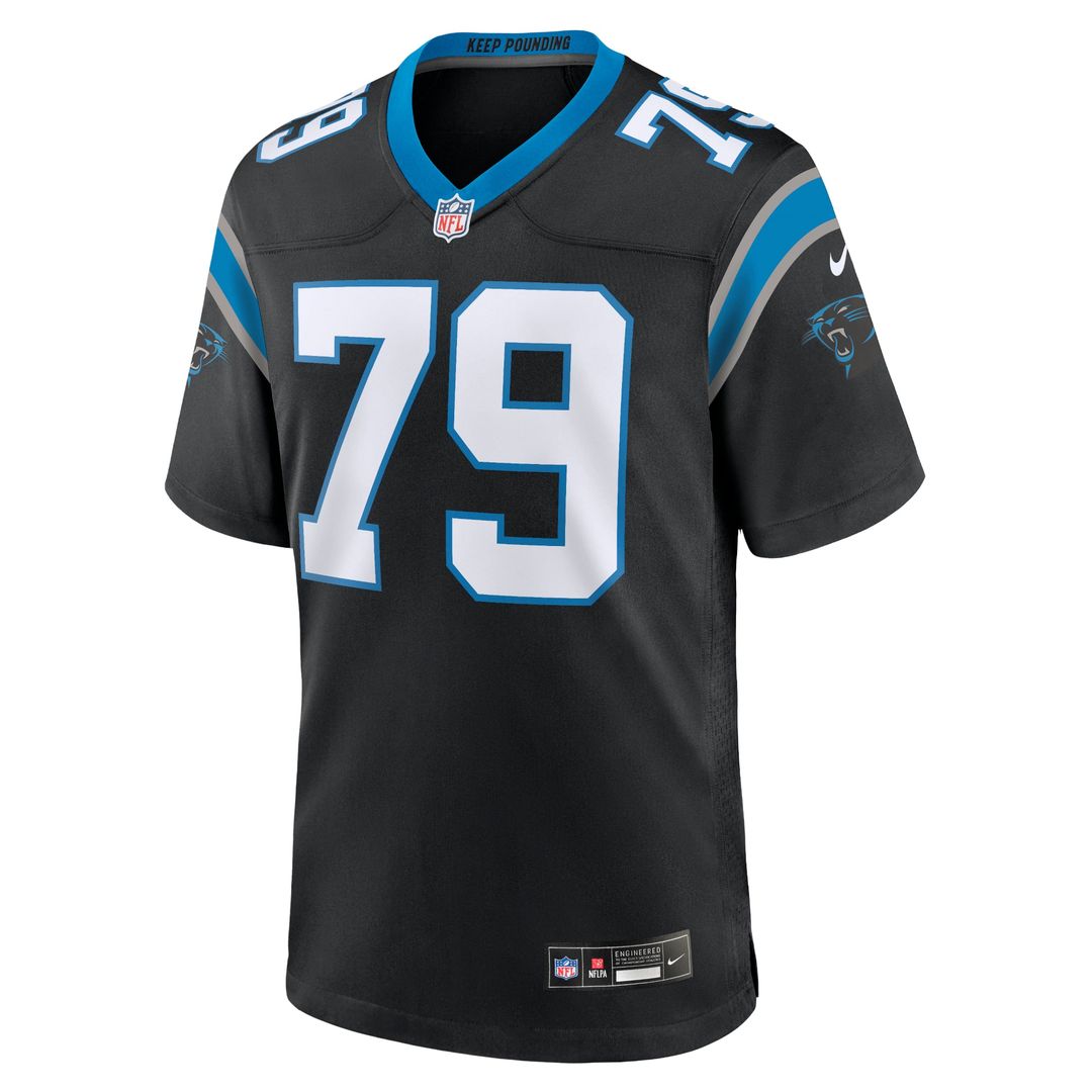 Ikem Ekwonu Carolina Panthers Black Game Jersey