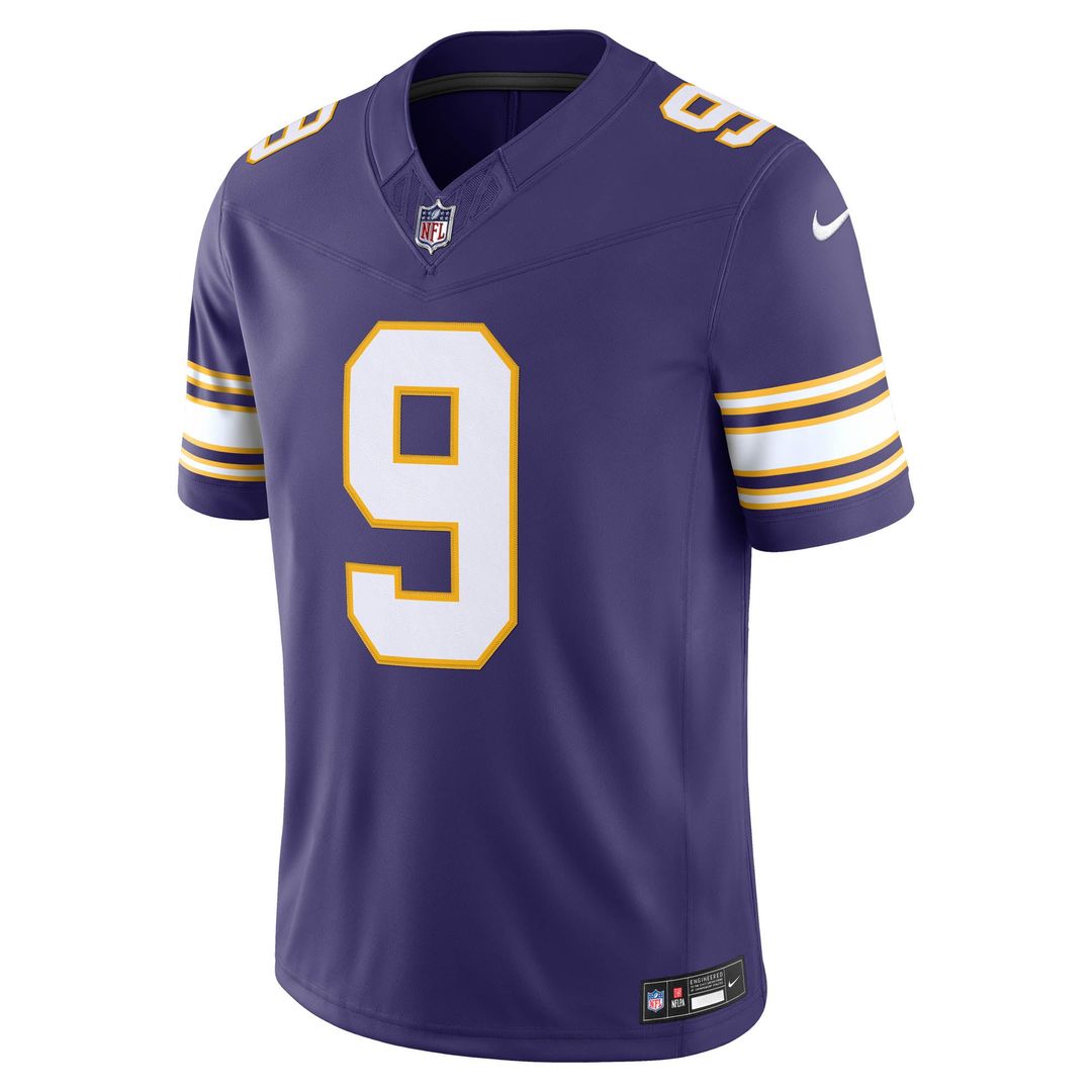 J.J. McCarthy Minnesota Vikings Purple Alternate Classic Vapor F.U.S.E. Stitched Limited Jersey