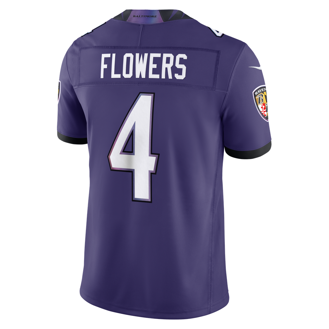 Zay Flowers Baltimore Ravens Purple Team Vapor F.U.S.E. Stitched Limited Jersey