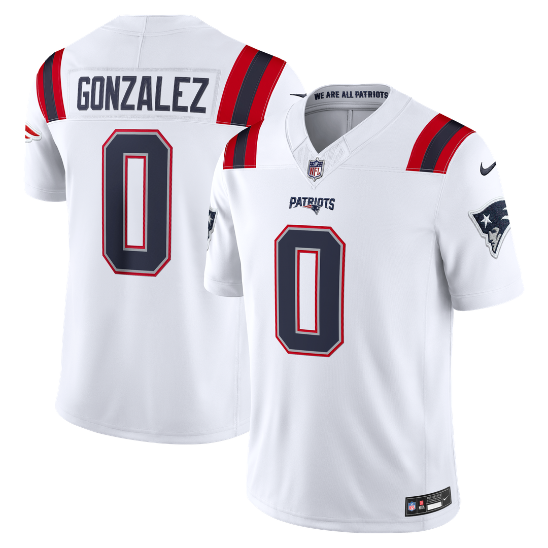 Christian Gonzalez New England Patriots Navy Team Vapor F.U.S.E. Stitched Limited Jersey