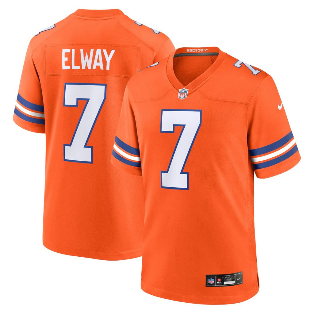John Elway Denver Broncos Orange Mile High Collection 1977 Throwback Retired Player Game Jersey