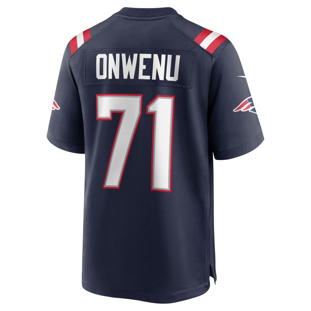 Mike Onwenu New England Patriots Navy Team Game Jersey