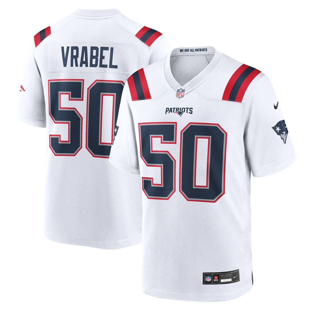 Mike Vrabel New England Patriots White Retired Player Game Jersey