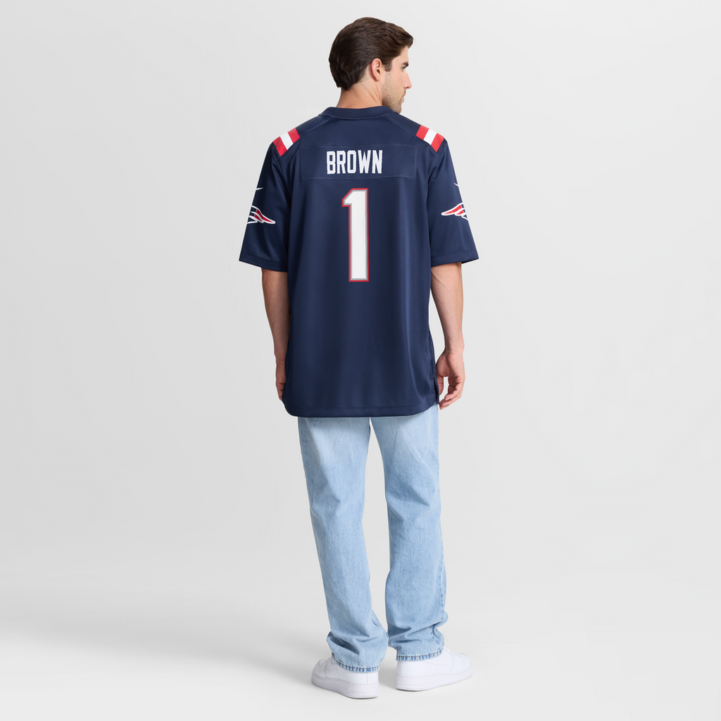 A.J. Brown New England Patriots Navy Team Game Jersey