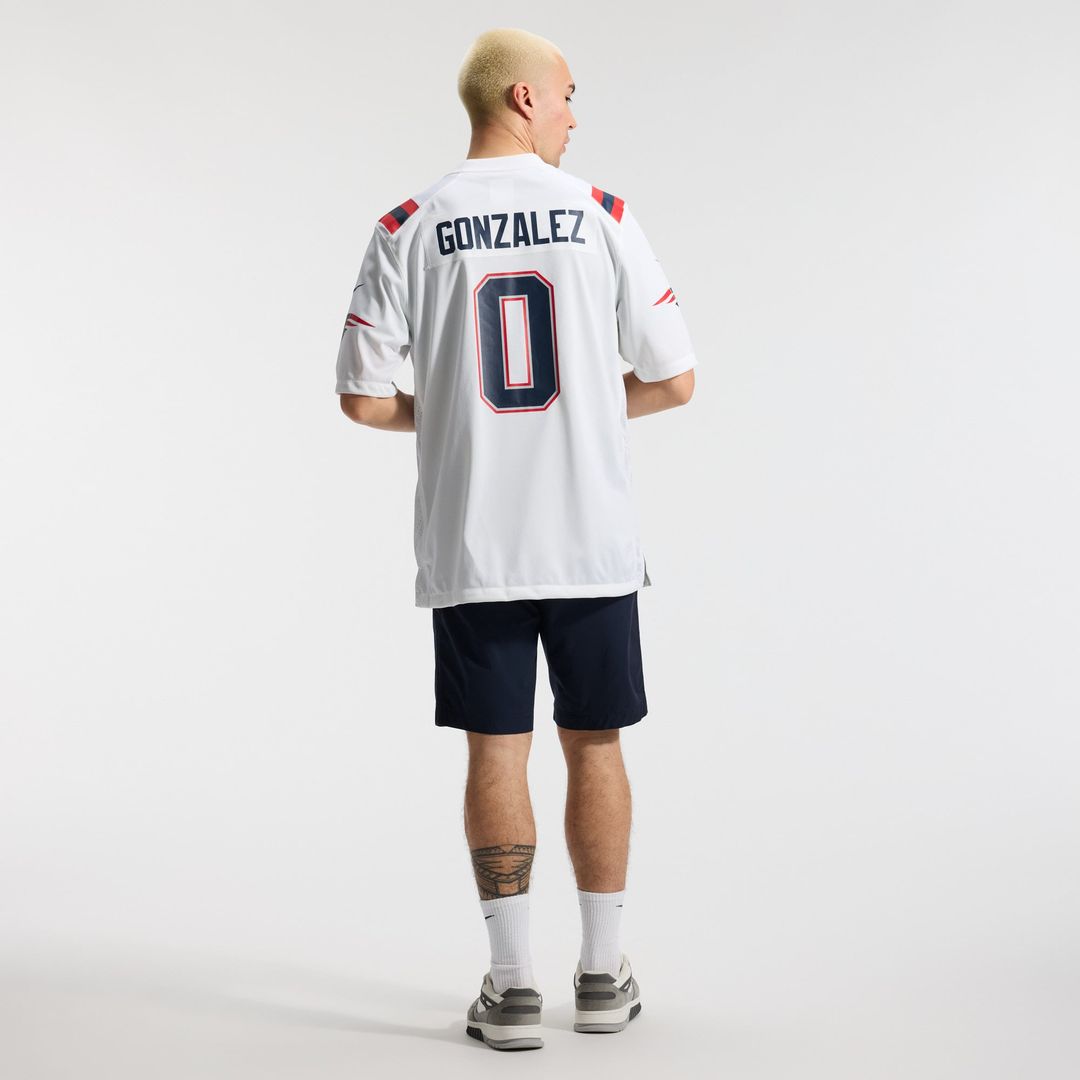 Christian Gonzalez New England Patriots White Game Jersey