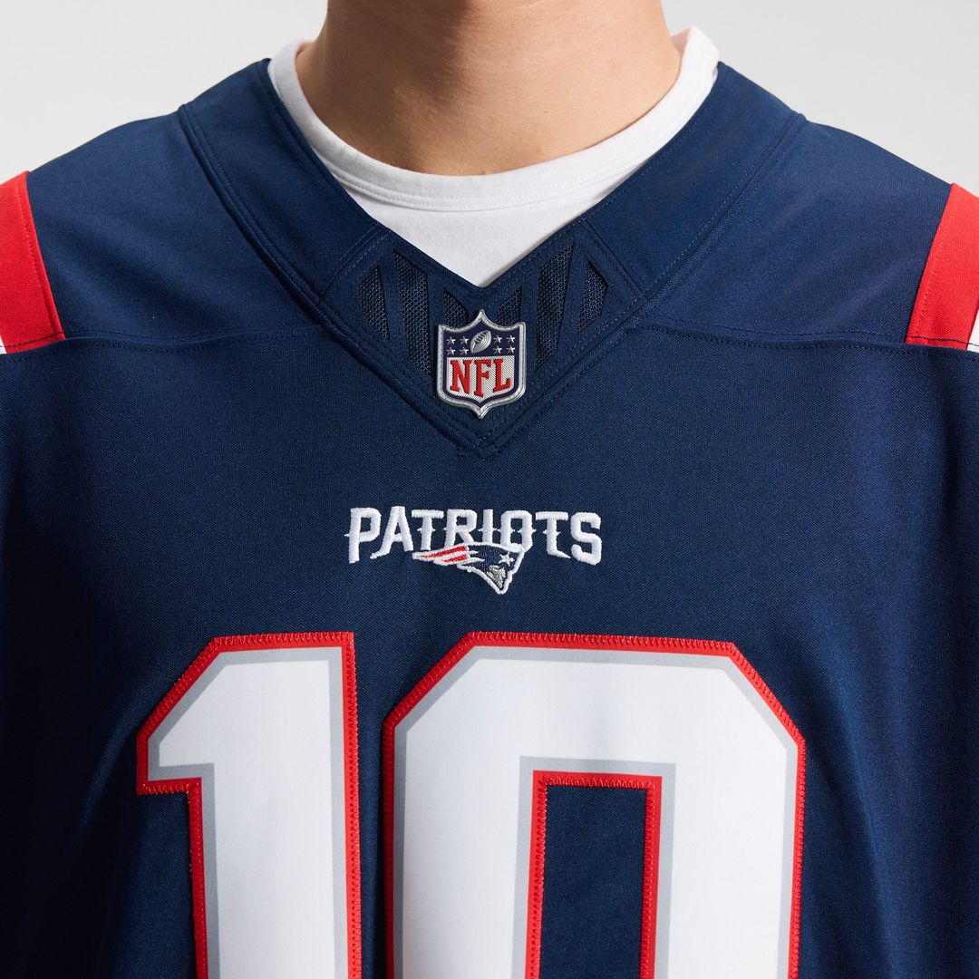 Drake Maye New England Patriots Navy Team Vapor F.U.S.E. Stitched Limited Jersey