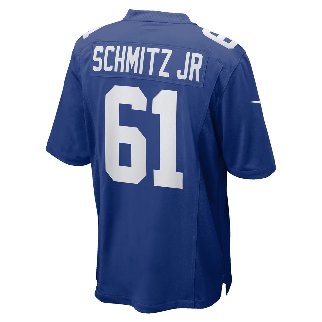 John Michael Schmitz Jr. New York Giants Royal Team Game Jersey