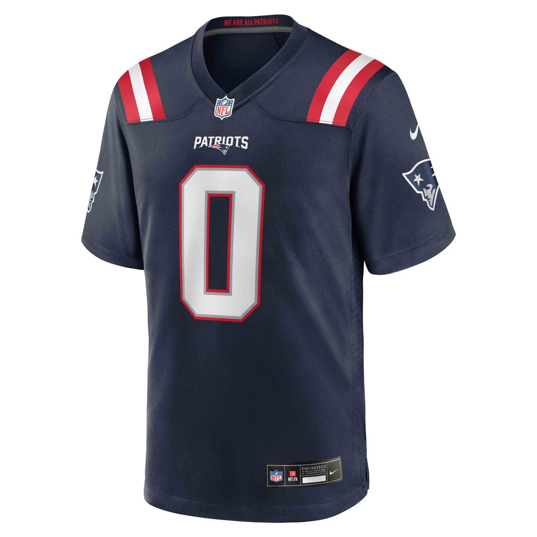 Christian Gonzalez New England Patriots Navy Team Game Jersey