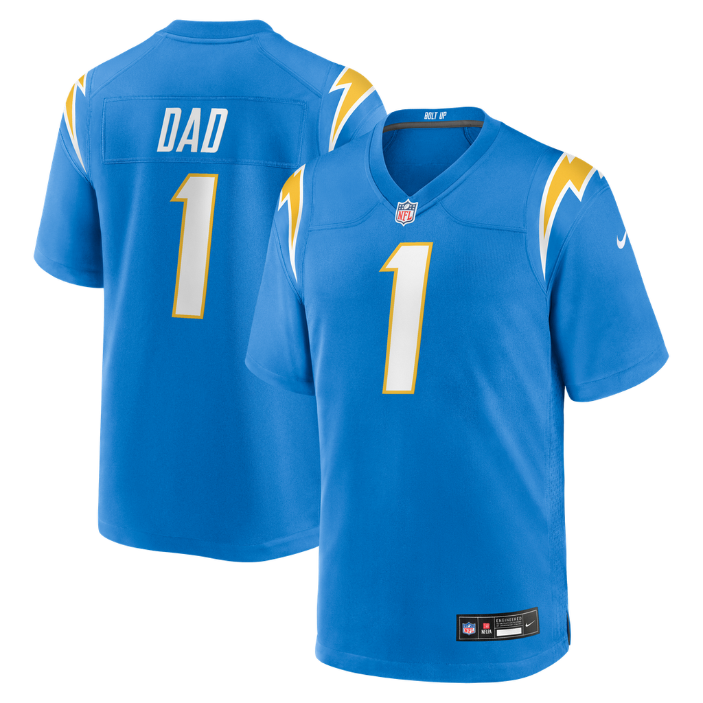Los Angeles Chargers Number 1 Dad Powder Blue Game Jersey