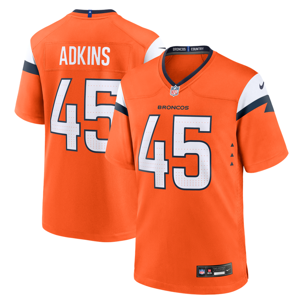 Nate Adkins Denver Broncos Orange Team Game Jersey