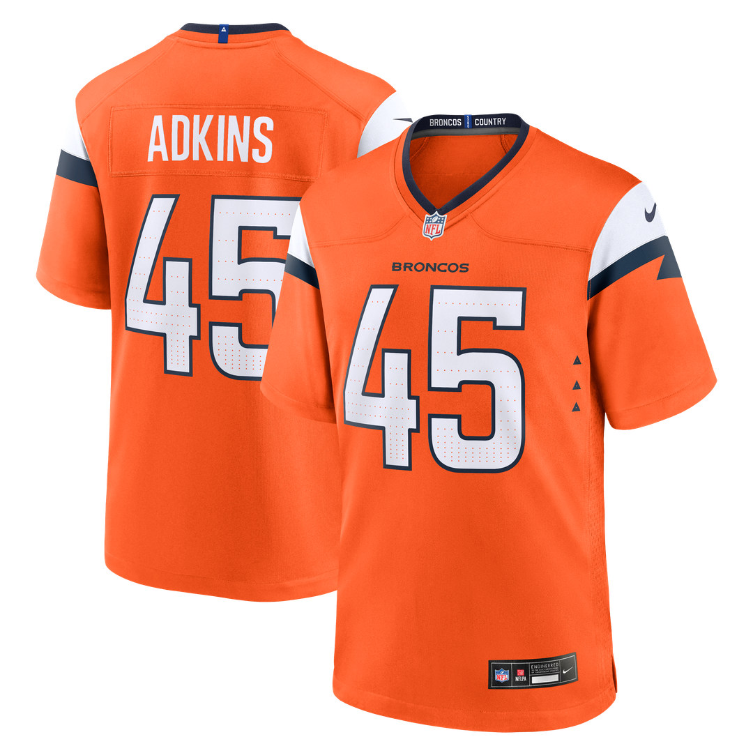 Nate Adkins Denver Broncos Orange Team Game Jersey