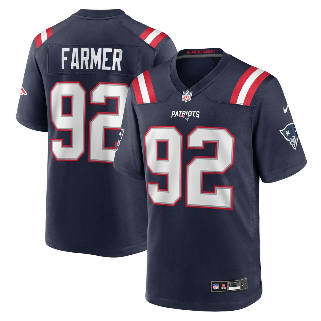 Joshua Farmer New England Patriots Navy Team Game Jersey