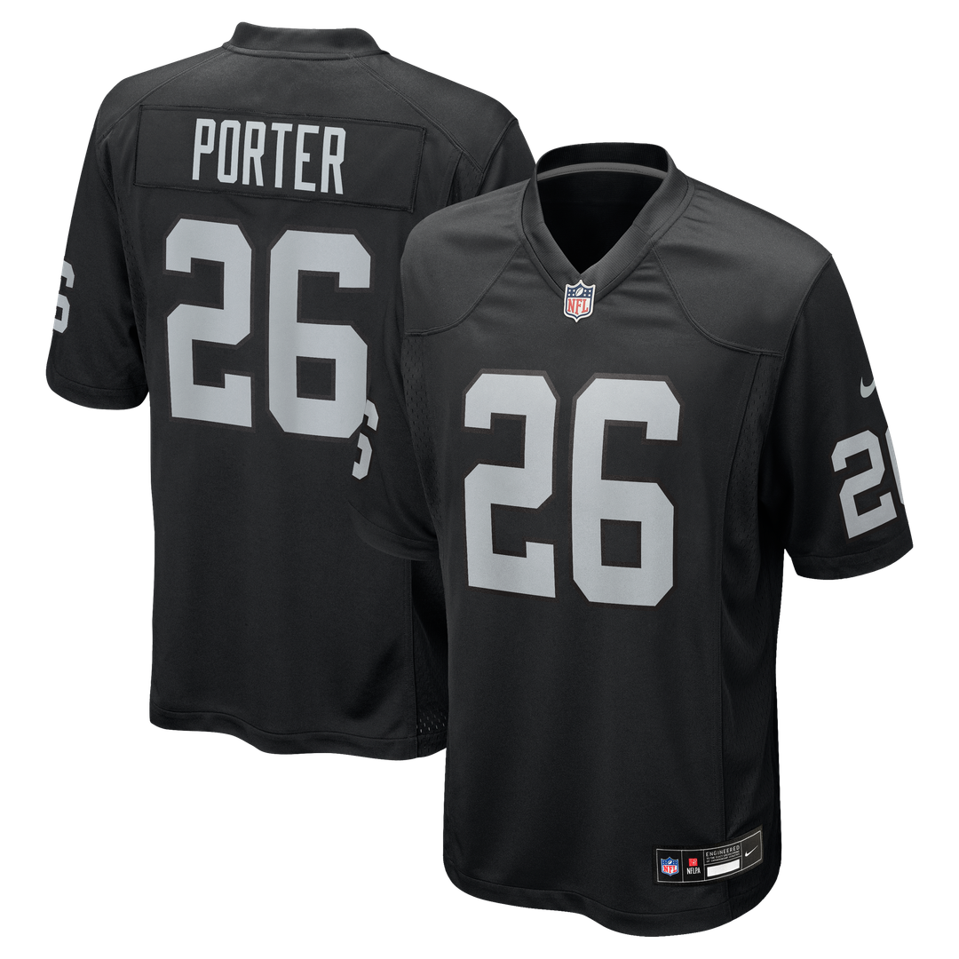 Darien Porter Las Vegas Raiders Black Team Game Jersey