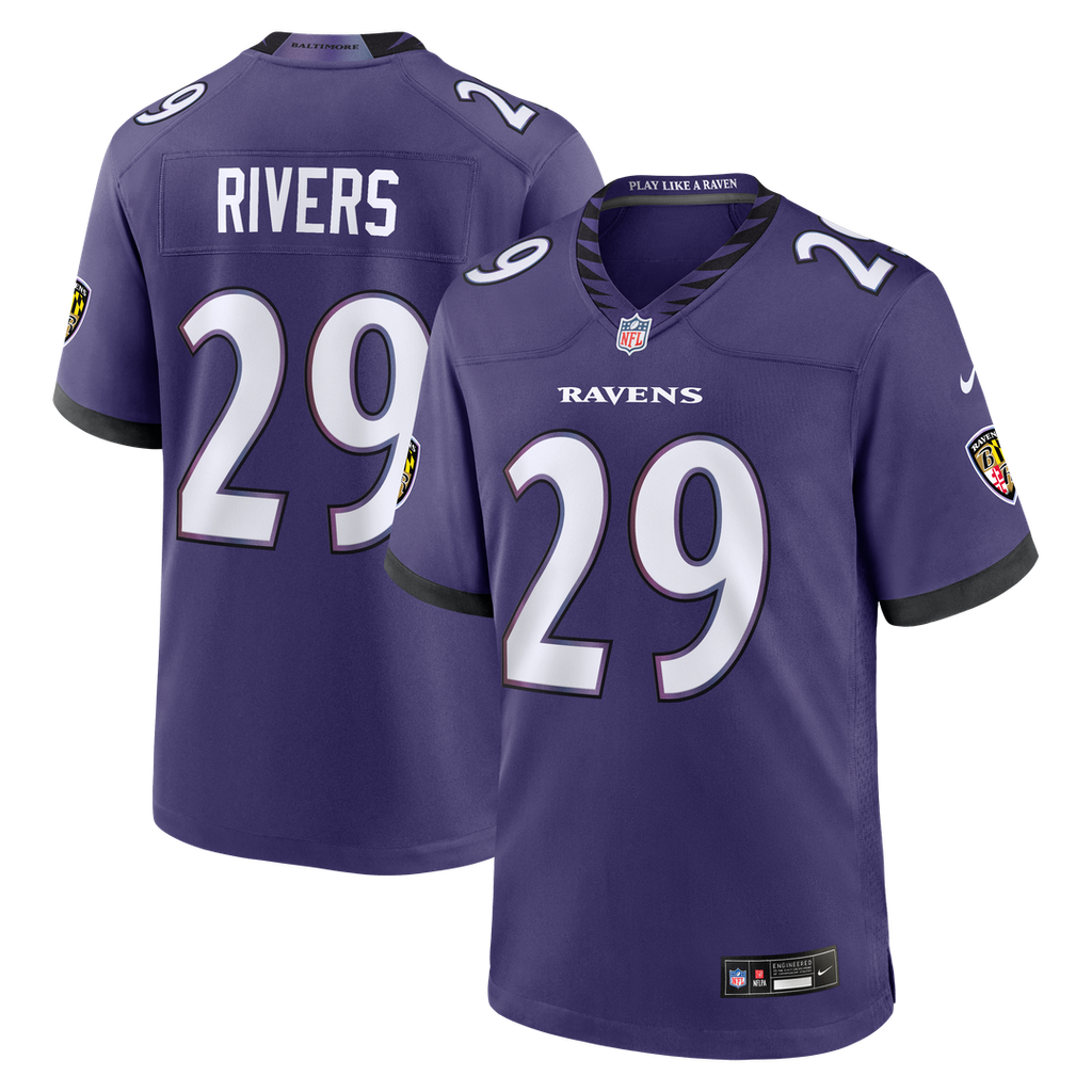 Chandler Rivers Baltimore Ravens Purple Team Game Jersey