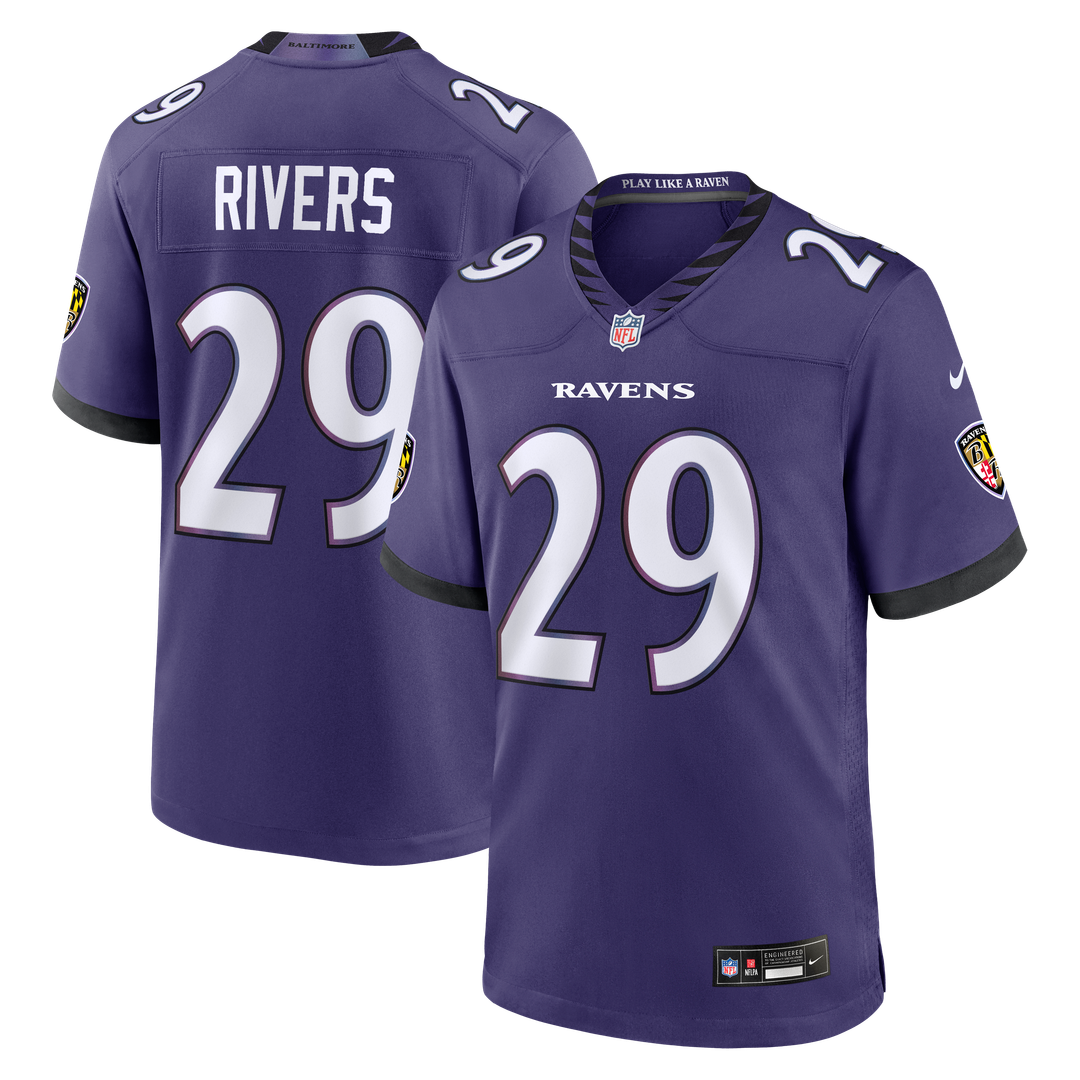 Chandler Rivers Baltimore Ravens Purple Team Game Jersey