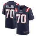 Caedan Wallace New England Patriots Navy Game Jersey