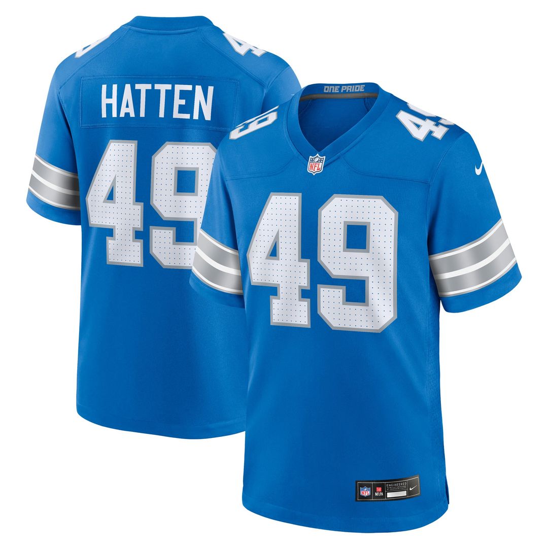 Hogan Hatten Detroit Lions Blue Game Jersey