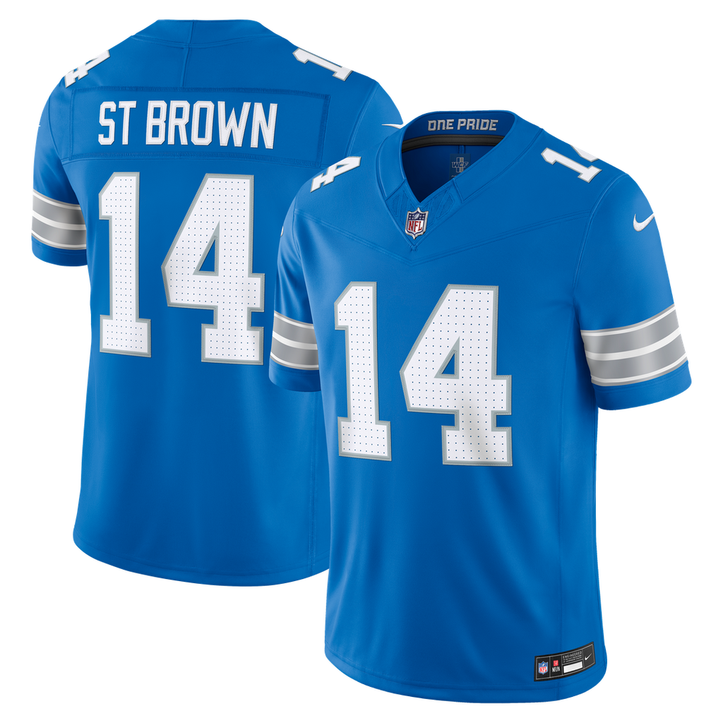 Amon-Ra St. Brown Detroit Lions Blue Team Vapor F.U.S.E. Stitched Limited Jersey