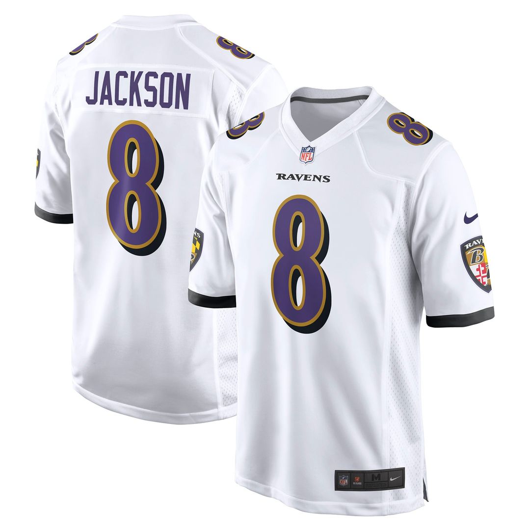 Lamar Jackson Baltimore Ravens White Game Jersey