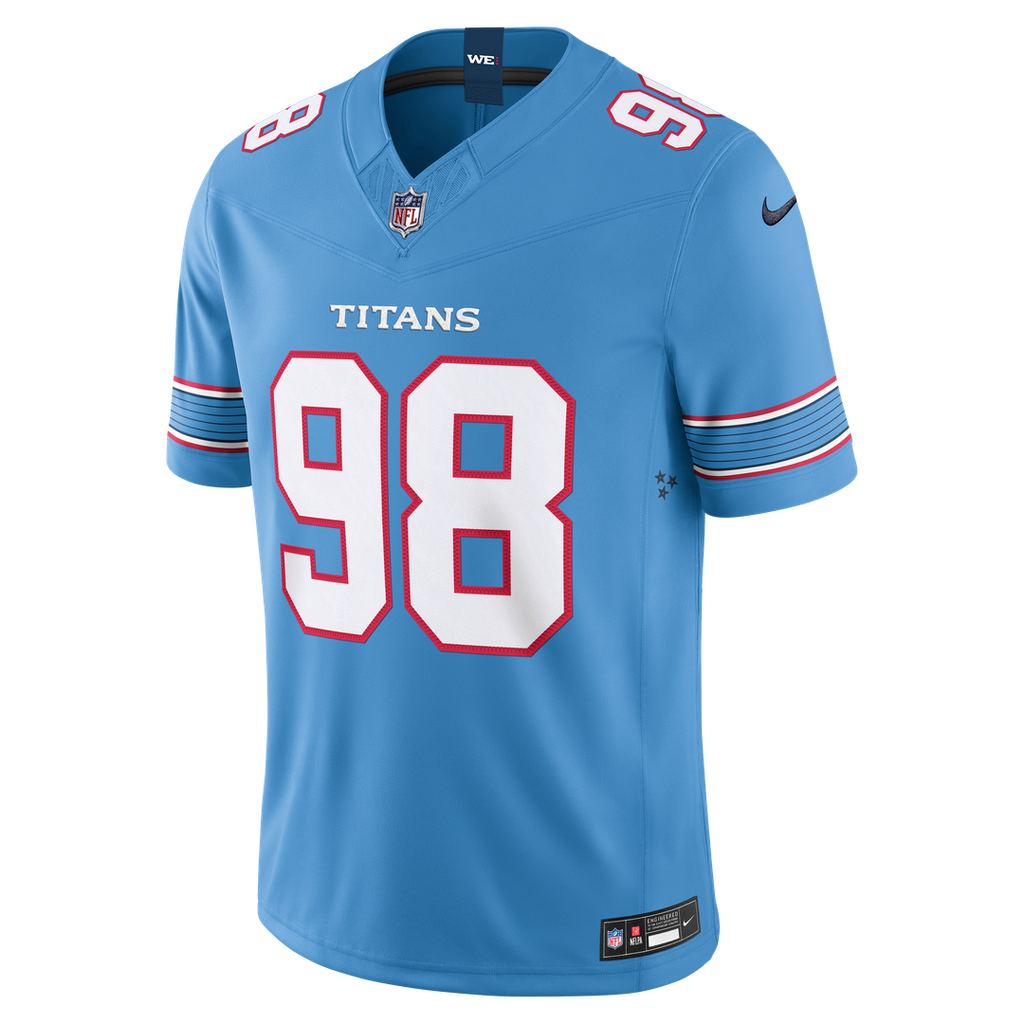 Jeffery Simmons Tennessee Titans Light Blue Team Vapor F.U.S.E. Stitched Limited Jersey
