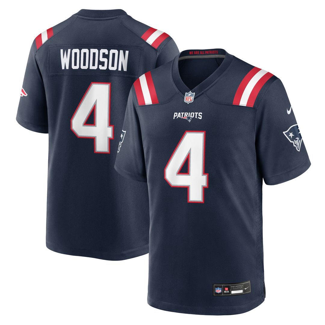 Craig Woodson New England Patriots Navy Team Game Jersey