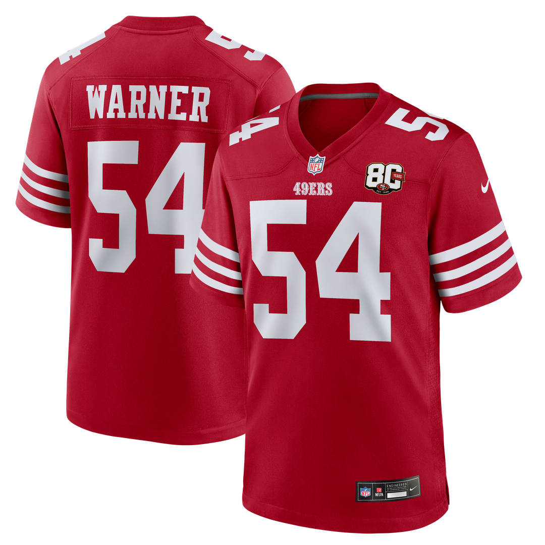 Fred Warner San Francisco 49ers Scarlet 80th Anniversary Game Jersey