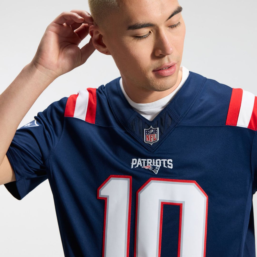 Drake Maye New England Patriots Navy Team Vapor F.U.S.E. Stitched Limited Jersey